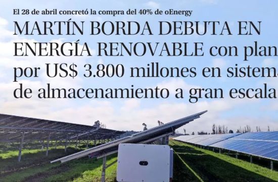 Martín Borda debuta en Energía Renovable con plan por US$3.800 millones en sistemas de almacenamiento a gran escala